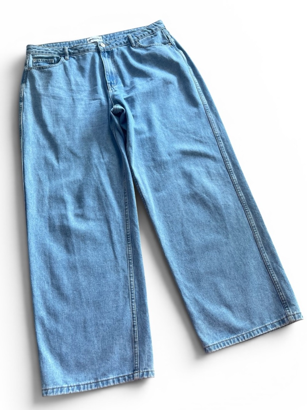 Princess Polly Wide Leg Baggy Fit Light Wash Denim Jeans Sz 12 High Rise Waist